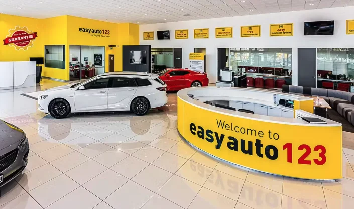 Automotive dealership showcasing modern sales environment